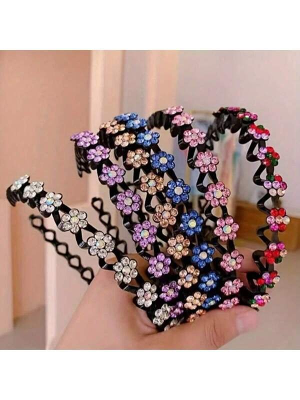 serre tête fleurs strass